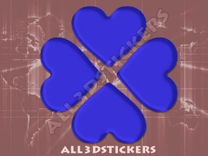 3D Sticker Decal Resin Domed Hearts Clover Trebol Adhesive Decal  Blue - Picture 1 of 1