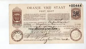 Jan 1898 1st Orange Free State Postal Order 2 Shilling 6 Pence Cape of Good Hope - Picture 1 of 2