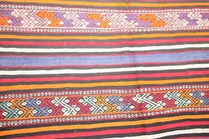 Turkish Authentic Vintage Area Kilim Decorative Tribal Kilim Bohem Style Kilim - Picture 1 of 12