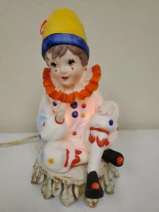 Vintage Porcelain Clown Lamp/Night Light on Metal Base Mid Century - Picture 1 of 8