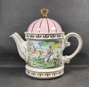 James Sadler Ceramic Collectors Lidded Teapot "SPORTING SCENES OF 18th CENTURY" - Picture 1 of 13