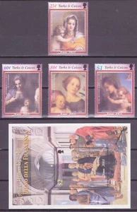 TURKS Y CAICOS 2003 NAVIDAD 4 VALORES + HOJITA BLOQUE NUEVOS MNH - Foto 1 di 1