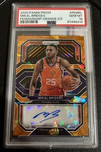 2020-21 Panini Prizm Mikal Bridges Orange Ice Auto PSA 10 Gem Mint SSP Rare