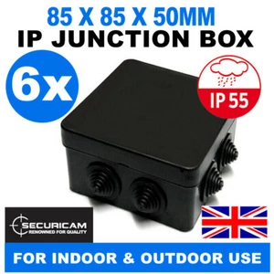 6X BLACK IP55 JUNCTION BOX CCTV WATERPROOF ELECTRICAL COVER IP ENCLOSURE OUTDOOR - Picture 1 of 1