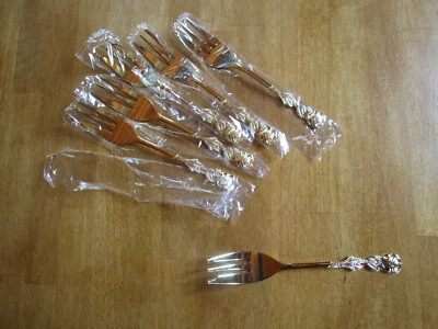 6 Kuchengabeln Dekor Hildesheimer Rose vergoldet 20 Karat - Bild 1 von 4