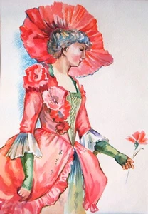 Porträt Aquarell Bleistift, Illustration 30x21cm kein Druck - Bild 1 von 1