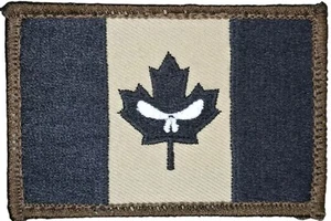 CANADA COUNTRY FLAG SKULL PUNISHER EMBLEM FOREST TACTICAL HOOK MORALE PATCH - Picture 1 of 2