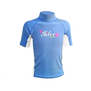 Tilos Kids Short Sleeve Rash Guard Children UV Protection Surf Swim LIGHT BLUE - Picture 1 of 1
