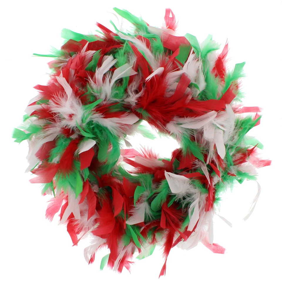 Zac's Alter Ego® Red, White & Green Christmas Themed Feather Boa with Tinsel - Image 1 of 1