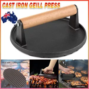 Cast Iron Burger Press Making Hamburger Steak Meat Smasher Utensils Grill BBQ AU - Picture 1 of 12
