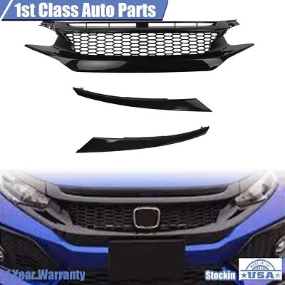 Gloss Black Grille Honeycomb Mesh Style for 2016-2021 Honda 10th Gen Civic Foto 1 de 4