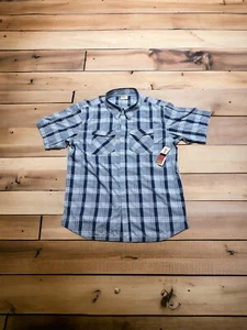 Alpine Design Button Down Shirt Mens size XL Blue Plaid Short Sleeve NWT - Picture 1 of 7