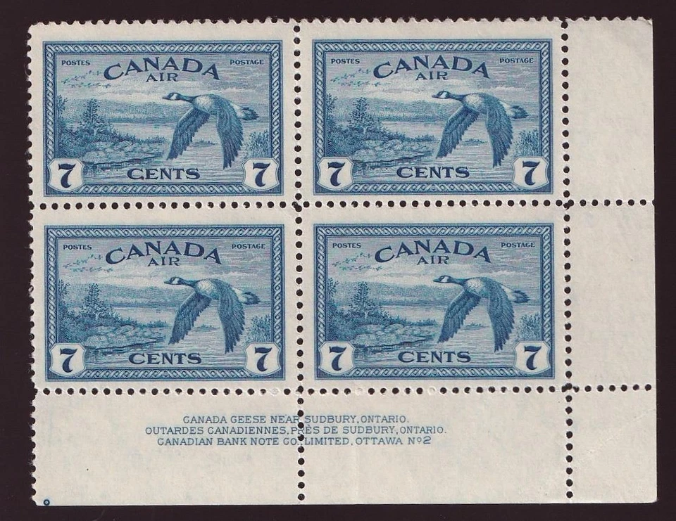 1946 Air Mail Canada Geese Near Sudbury, MH LR PL2, sc#C9 - Image 1 of 1