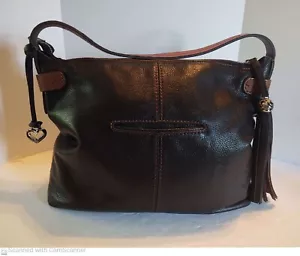 BRIGHTON LONDON GROOVE MARLEY BLACK/BROWN LEATHER HOBO BAG DESIGNER WOMEN GIFT - Picture 1 of 14