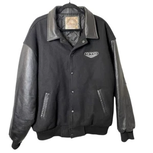 Vintage GTO Saxon Wool Leather Bomber Jacket Flight Aviator Black Size XL Bomber - Bild 1 von 8