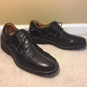 Johnston & Murphy Shuler Bicycle Mens Black Grain Leather Oxford Shoes Size 9.5M - Picture 1 of 11