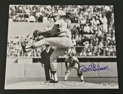 BOB GIBSON Signed 11x14 Photo-HALL OF FAME-ST. LOUIS CARDINALS-PSA - Image 1 of 2