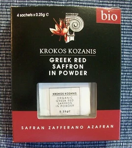 GREEK BIO RED SAFFRON IN POWDER 1 gr –KROKOS KOZANIS-- - Picture 1 of 4