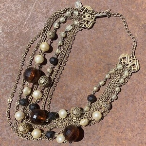 Gargantilla Boho llamativa collar cadenas cuentas múltiples hilos 16"" - Imagen 1 de 8