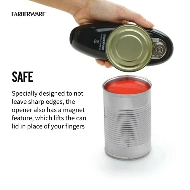 Farberware Hands Free Battery Operated Black Can Opener Kitchen Cooking Food - Imagem 1 de 4
