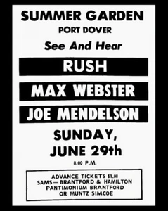 Rush - Port Dover Summer Garden Concert Poster (1975) - 8x10 Photo - Picture 1 of 1