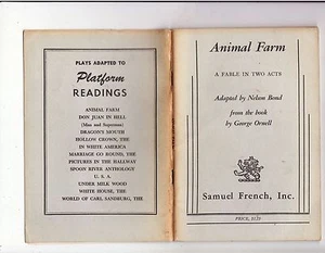 *uncmn* ANIMAL FARM: A FABLE IN TWO ACTS (play)-1964-NELSON BOND-VINTAGE ED. - Picture 1 of 5
