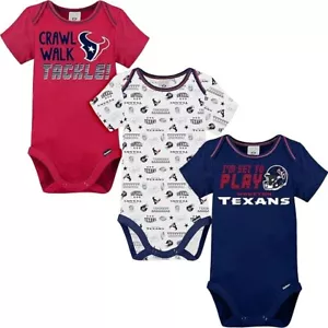 Official NFL Unisex Baby Texan 3-Pack Short Sleeve Onesie, 6-12 mth. (NWT) - Picture 1 of 6