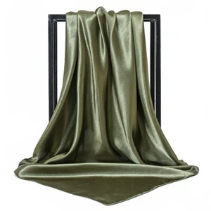 Fashion Women Satin Square Scarf Head-Neck Hair Tie Scarves Hijab Turban Stoles - Picture 1 of 38