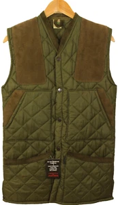 VINTAGE HOGGS MENS SMALL GREEN QUILTED SHOOTING VEST WAISTCOAT - Picture 1 of 10