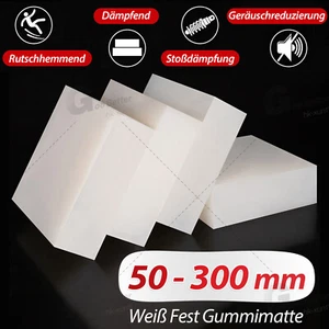 Weiß Fest Gummimatte Gummiblock 50x50 100x100 200x200 300x300 mm Dicke 5mm-30mm - Picture 1 of 7