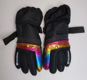Guanti da sci invernali Swiss Tech bambina neri metallizzati arcobaleno Thinsulate taglia S-M - Foto 1 di 3