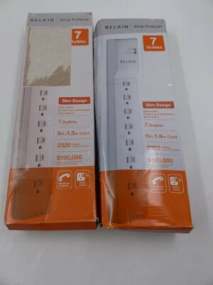 LOT OF TWO BELKIN HOME SERIES SURGE PROTECTOR 7 OUTLETS 6FT CORD 3419CP - Image 1 of 3