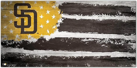 San Diego Padres "Flag Themed" Wood Signs 6"x12" Cover