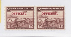 SOUTH WEST AFRICA #O20 pair bilingual OVERPRINT train locomotive OFFICIAL - Picture 1 of 2