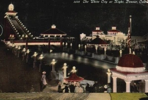 Vtg Postcard The White City (Lakeside Park) at Night Denver, CO Posted 1910 - Picture 1 of 2