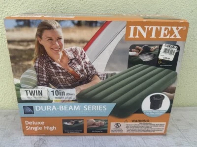 Intex Dura-Beam Series TWIN Deluxe Airbed w/ Portable Pump Air Bed Mattress NEW - Image 1 of 4