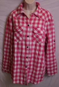 Women's Zeagoo Pink Plaid Shirt Plus Size 3XL NWT - Picture 1 of 4
