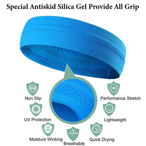 Stretch Elastic Sports Headband Sweatband Solid Color Breathable Yoga Hair Bands - Picture 1 of 7