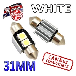 2 x 31mm Festoon White Canbus LED Number Plate Interior 2 SMD Bulbs 269 Bright - Picture 1 of 1