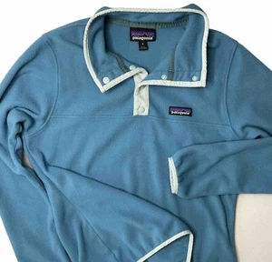 Patagonia Snap-T Pullover Fleece Sweater Long Sleeve Aqua Blue Women Sz M - Picture 1 of 7