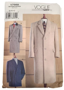 Abrigo para hombre F-13 Vintage 2004 patrón Vogue V7988 talla 38-40-42 sin cortar 2 longitudes - Imagen 1 de 6