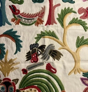 CLARENCE HOUSE Huberta Crewel original multi color embroidery India birds cotton - Picture 1 of 1