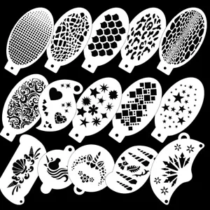 Bowitzki 15-pcs Gesichtsfarbe Schablonen Weihnachtsfeier für Kinder Malerei Scha - Bild 1 von 8