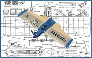 Model Airplane Plans (UC): Mercury TOREADOR 36" Stunt/Combat for 2.5-3.5cc Eng. - Picture 1 of 4