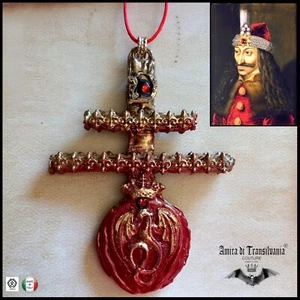 croce crocefisso talismano amuleto pendente ciondolo dracula san giorgio drago 1 - Picture 1 of 12