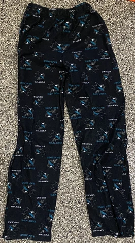 San Jose Sharks Black Team Logo Pajama Pants Midfield Sleep Pants Youth Size XXL Cover