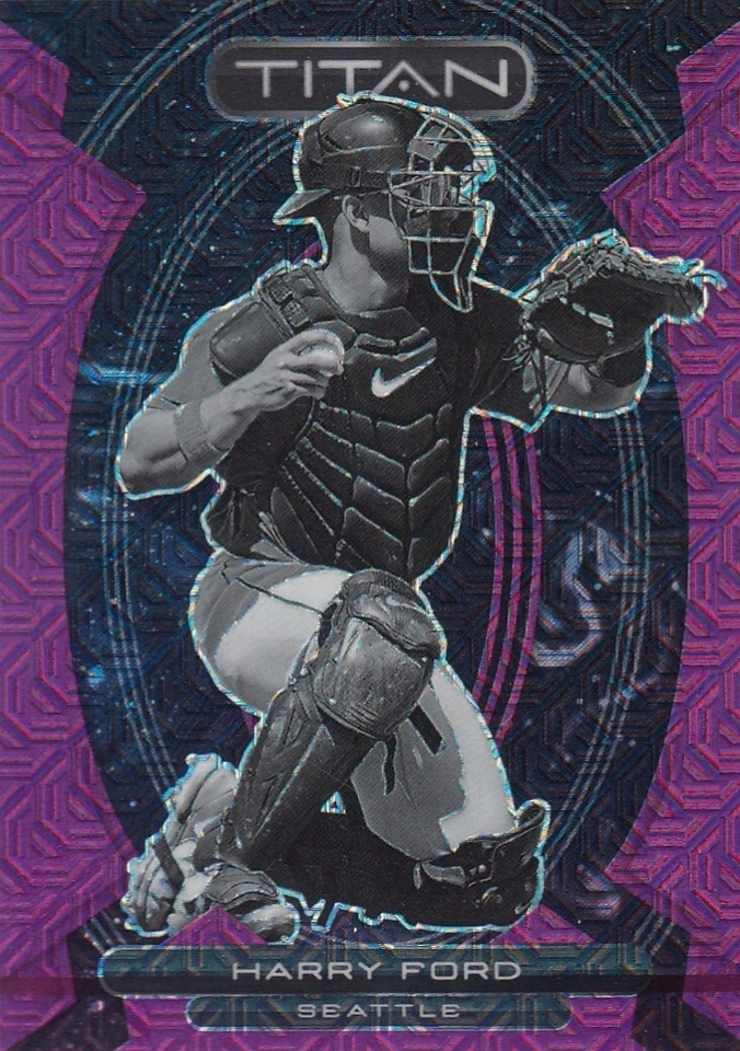 HARRY FORD /50 CHRONICLES TITAN PURPLE MOJO REFRACTOR RC MARINERS 10 2023 PANINI - Image 1 of 1