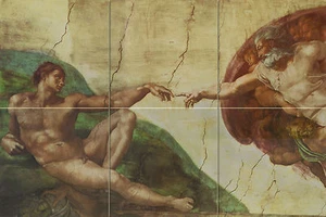 Azulejo de baño con salpicadero de cerámica mural Michelangelo Creation Adam #85 - Imagen 1 de 1
