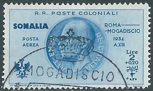 1936 SOMALIA POSTA AEREA USATO VOLO ROMA MOGADISCIO 2 LIRE - CZ20-9 - Picture 1 of 1