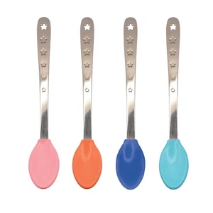 Nuby 2-in-1 Hot Safe Feeding Spoons (4 Pack) - Soft Silicone & Stainless Steel - Picture 1 of 7